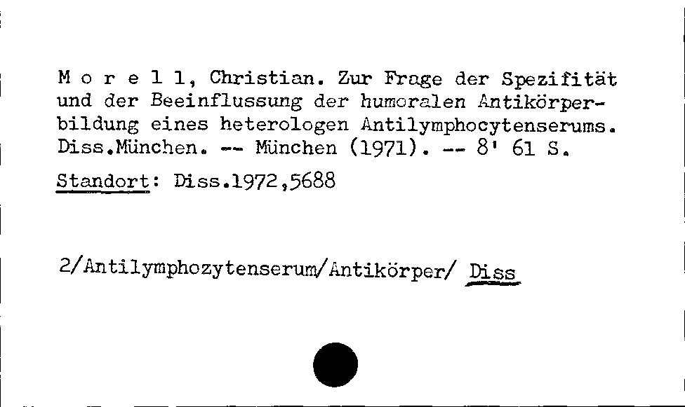 [Katalogkarte Dissertationenkatalog bis 1980]