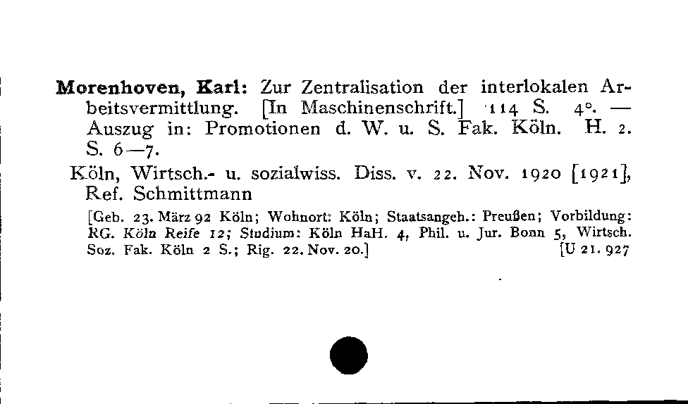 [Katalogkarte Dissertationenkatalog bis 1980]