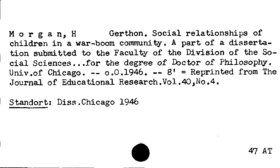 [Katalogkarte Dissertationenkatalog bis 1980]