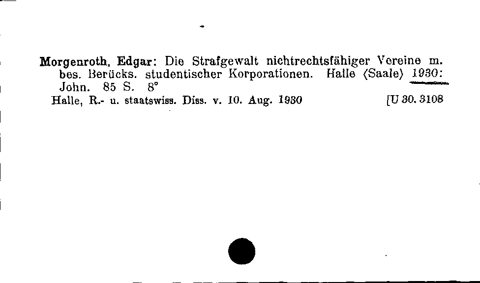 [Katalogkarte Dissertationenkatalog bis 1980]