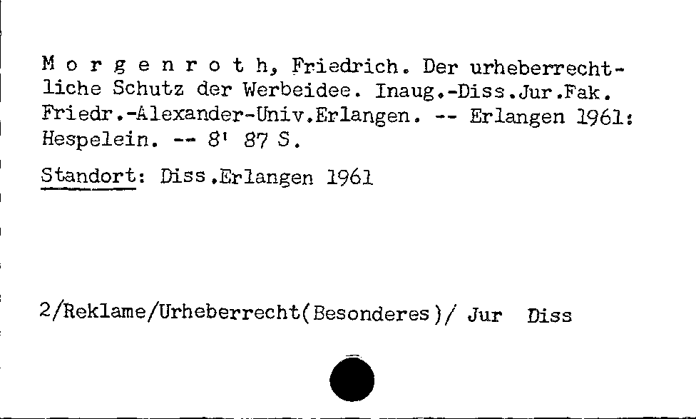 [Katalogkarte Dissertationenkatalog bis 1980]