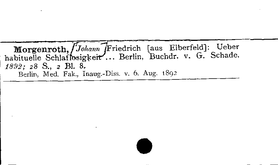 [Katalogkarte Dissertationenkatalog bis 1980]