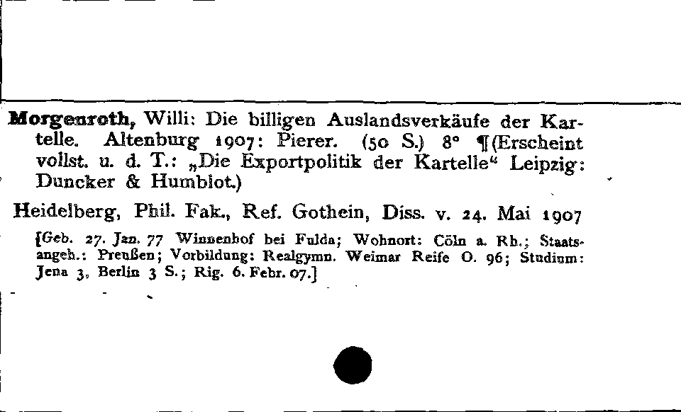 [Katalogkarte Dissertationenkatalog bis 1980]