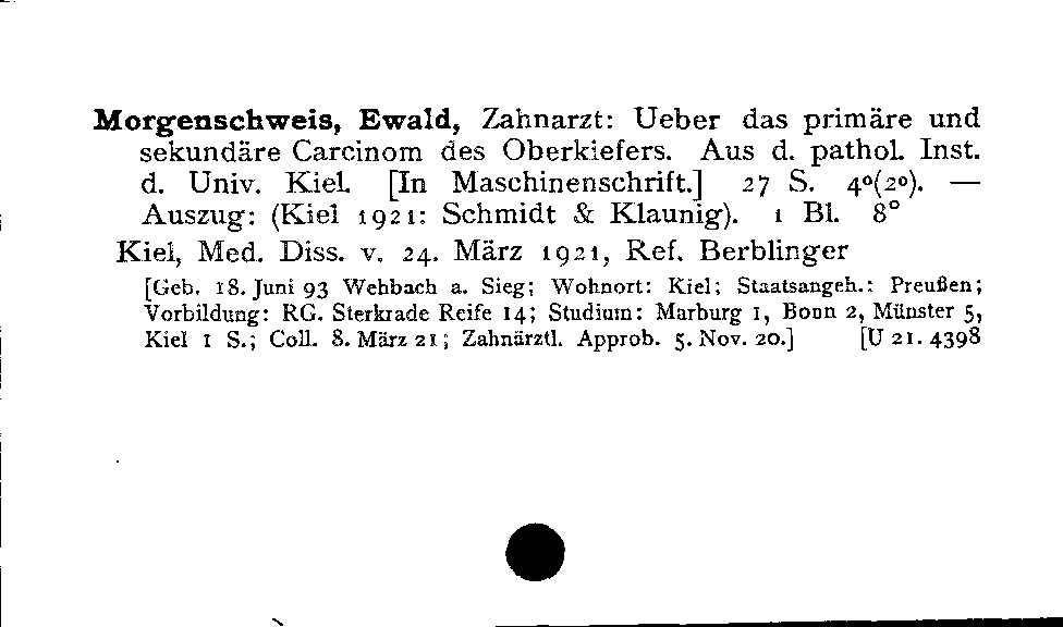 [Katalogkarte Dissertationenkatalog bis 1980]