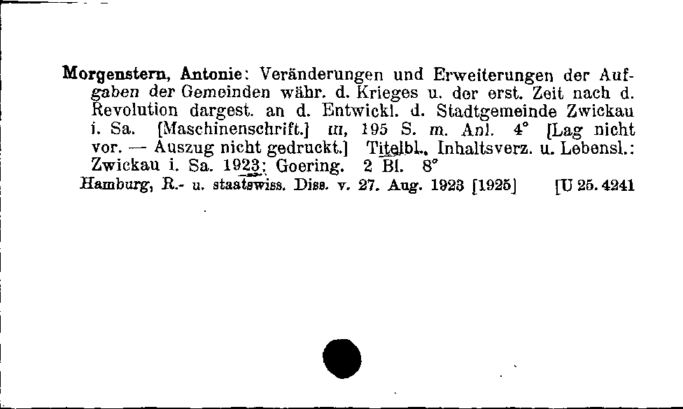 [Katalogkarte Dissertationenkatalog bis 1980]