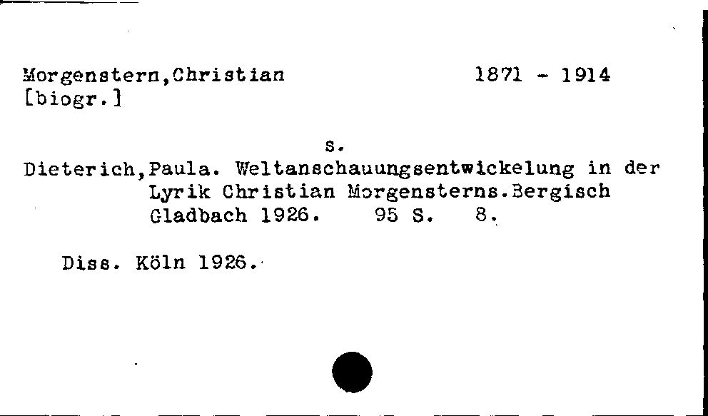 [Katalogkarte Dissertationenkatalog bis 1980]