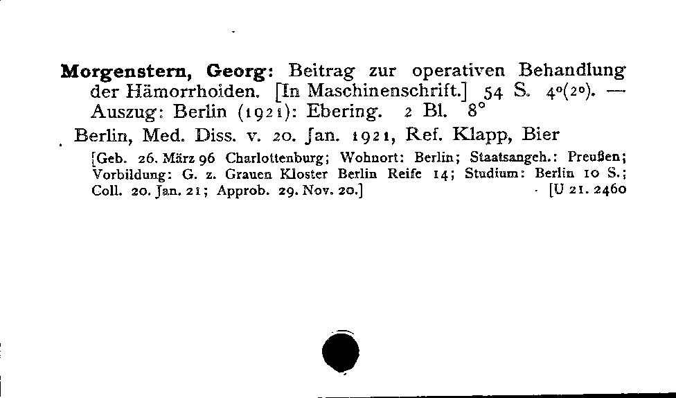 [Katalogkarte Dissertationenkatalog bis 1980]