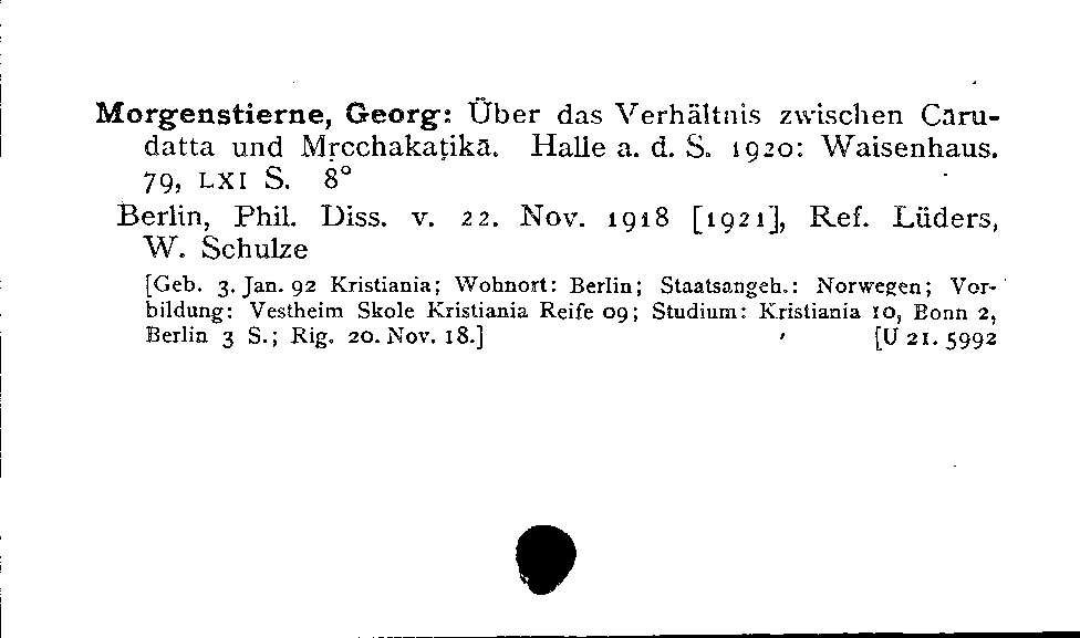 [Katalogkarte Dissertationenkatalog bis 1980]