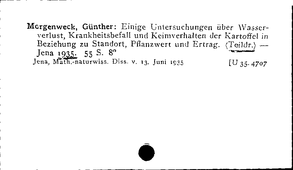 [Katalogkarte Dissertationenkatalog bis 1980]