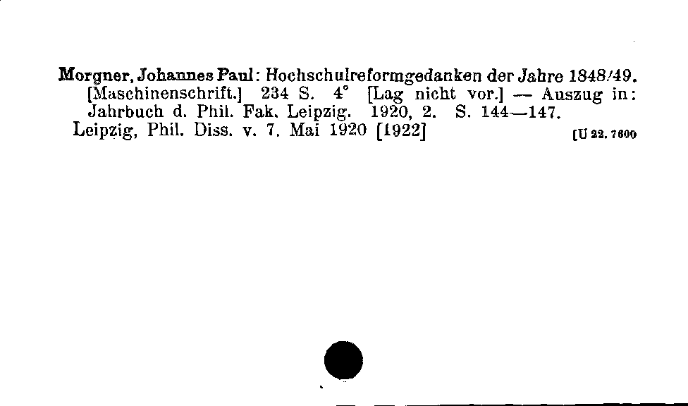 [Katalogkarte Dissertationenkatalog bis 1980]