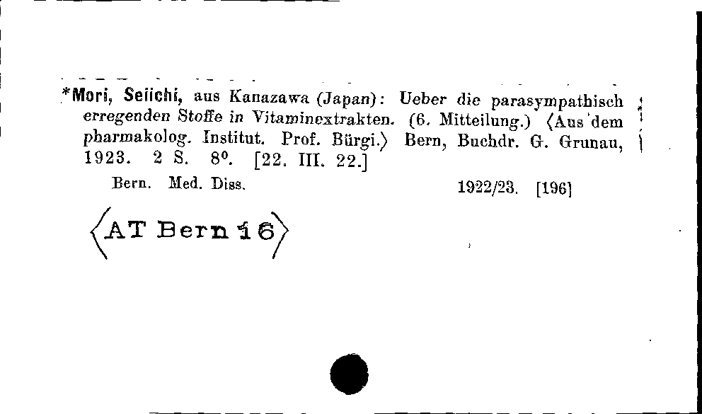 [Katalogkarte Dissertationenkatalog bis 1980]