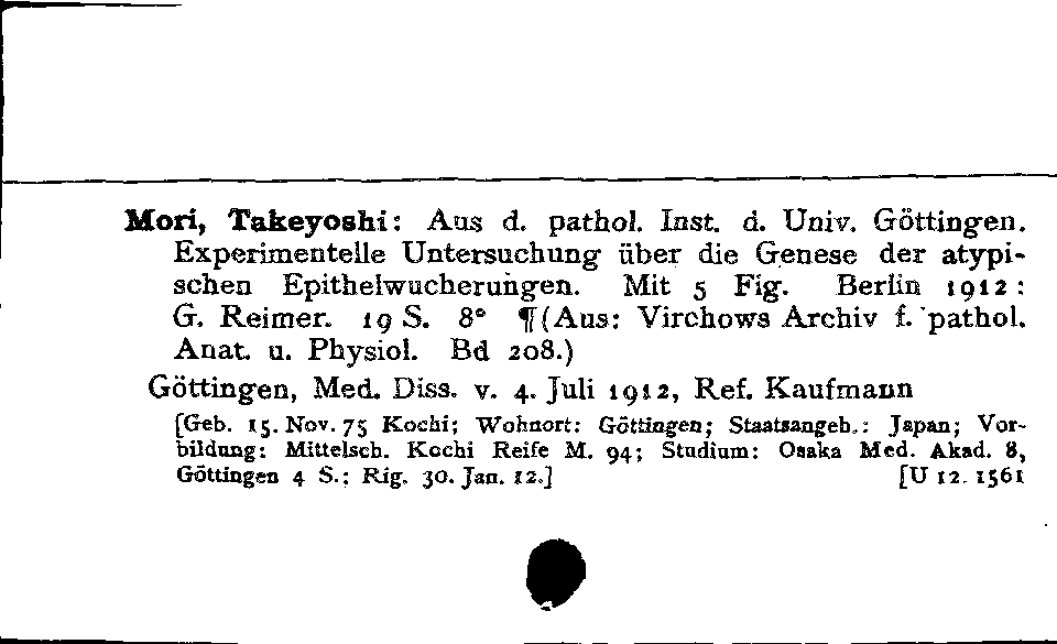 [Katalogkarte Dissertationenkatalog bis 1980]