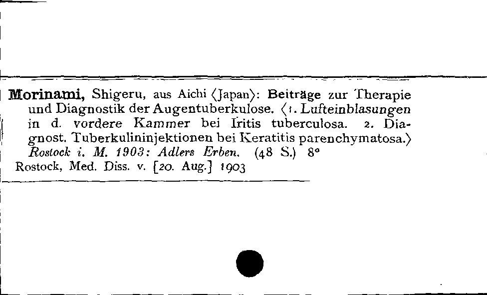 [Katalogkarte Dissertationenkatalog bis 1980]