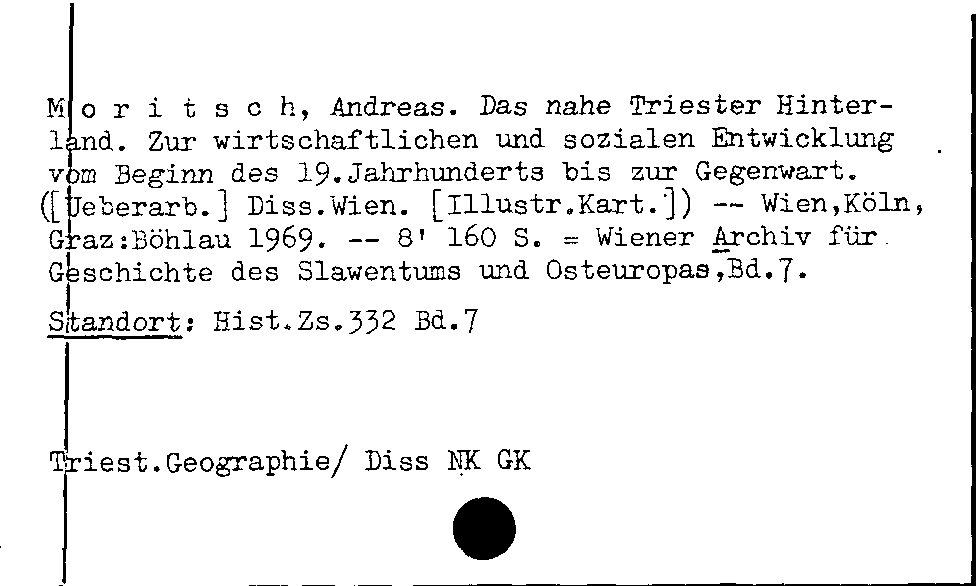 [Katalogkarte Dissertationenkatalog bis 1980]