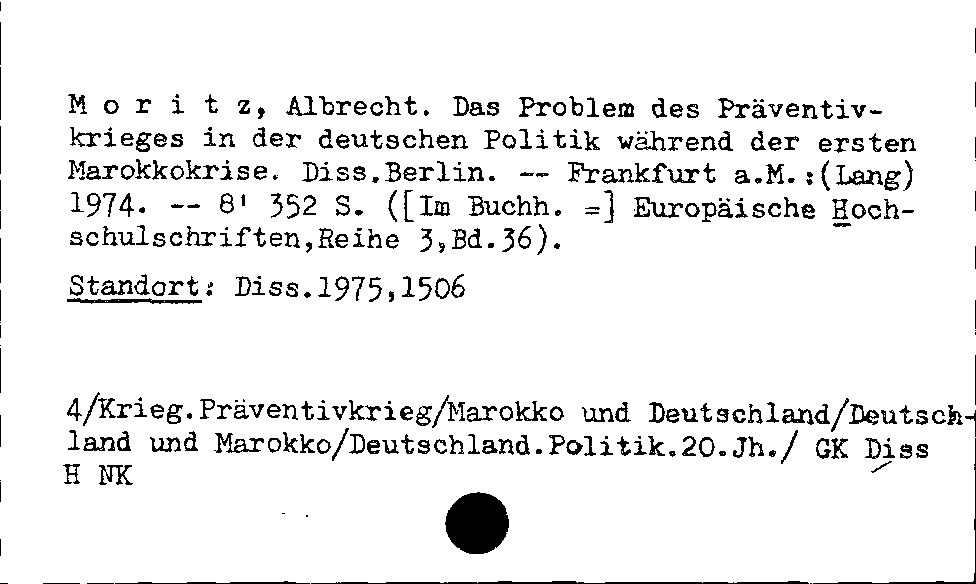 [Katalogkarte Dissertationenkatalog bis 1980]