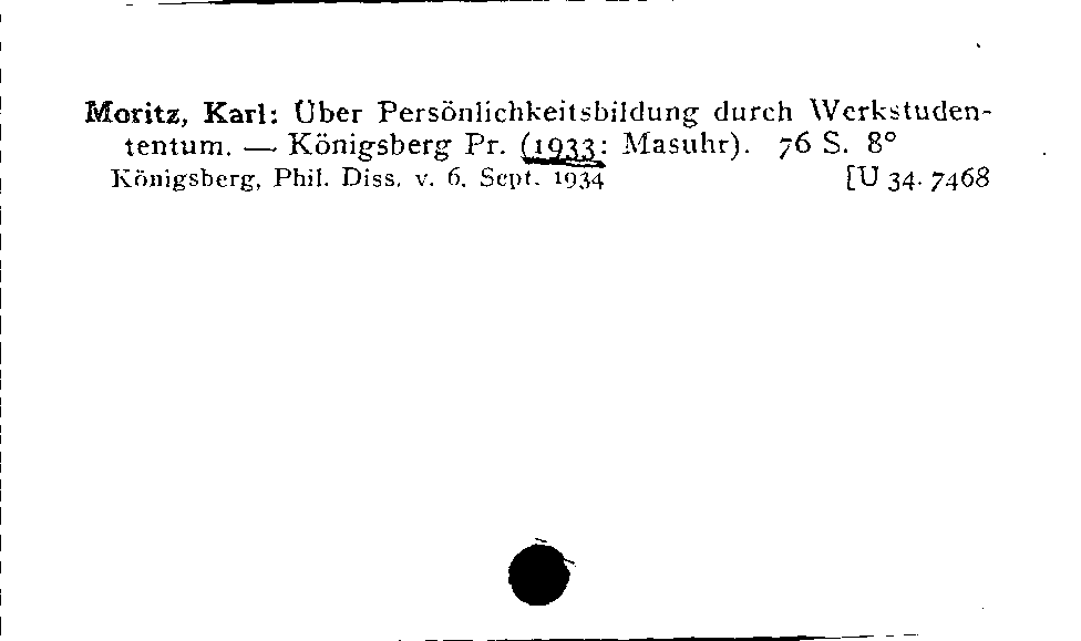 [Katalogkarte Dissertationenkatalog bis 1980]