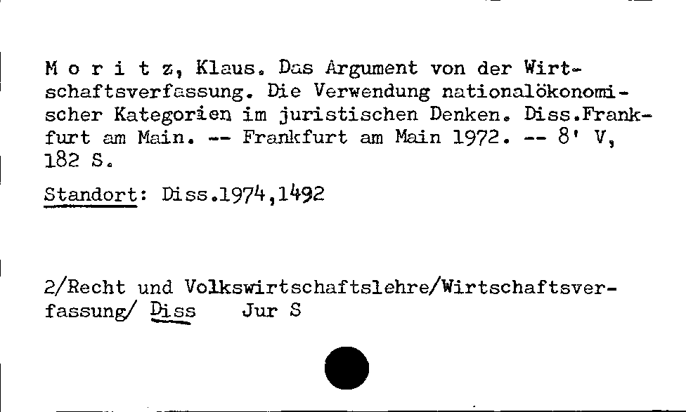 [Katalogkarte Dissertationenkatalog bis 1980]