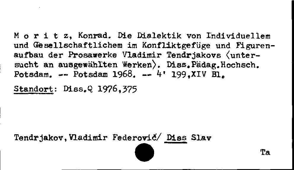 [Katalogkarte Dissertationenkatalog bis 1980]