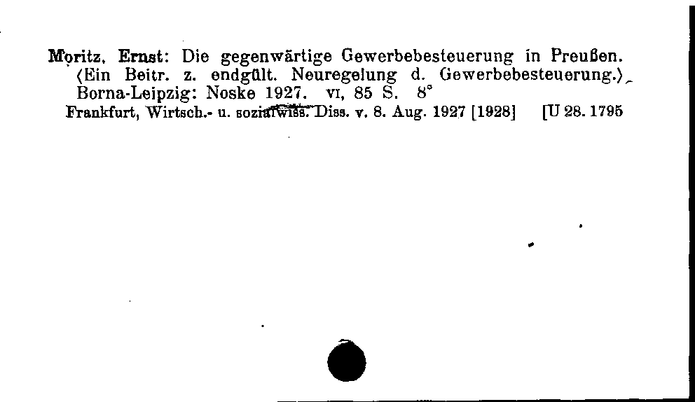 [Katalogkarte Dissertationenkatalog bis 1980]