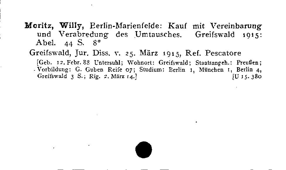 [Katalogkarte Dissertationenkatalog bis 1980]