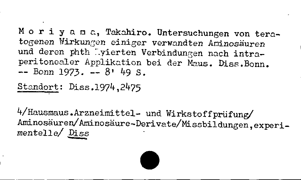 [Katalogkarte Dissertationenkatalog bis 1980]