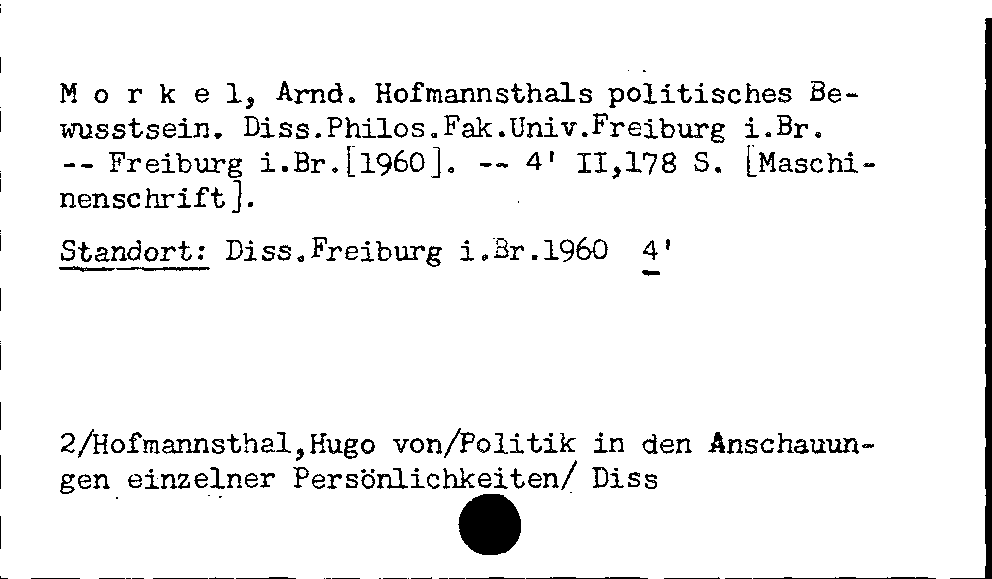 [Katalogkarte Dissertationenkatalog bis 1980]