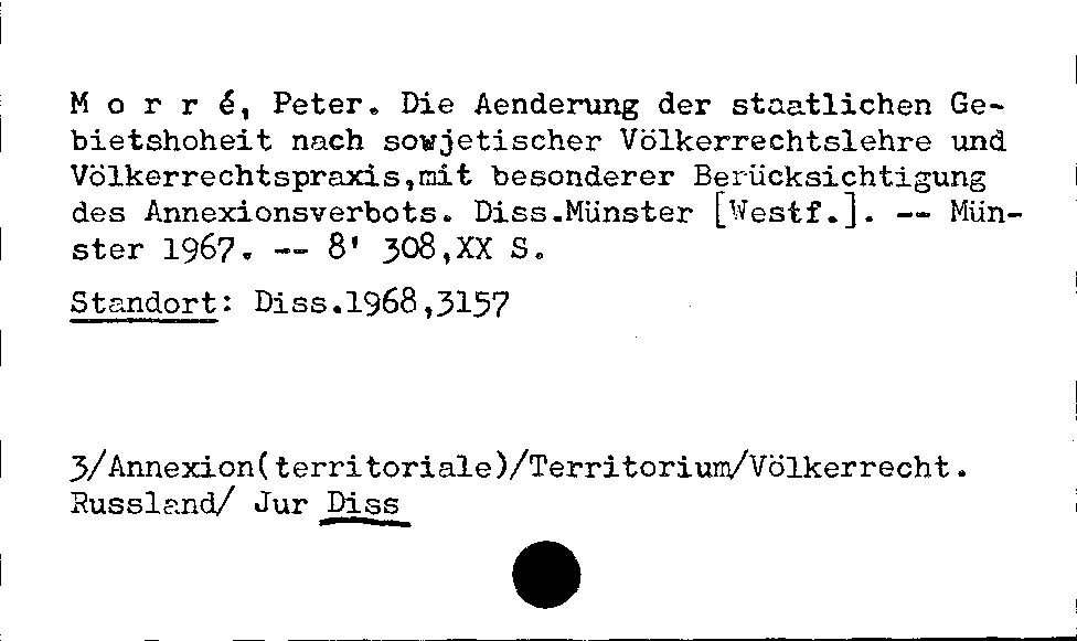 [Katalogkarte Dissertationenkatalog bis 1980]