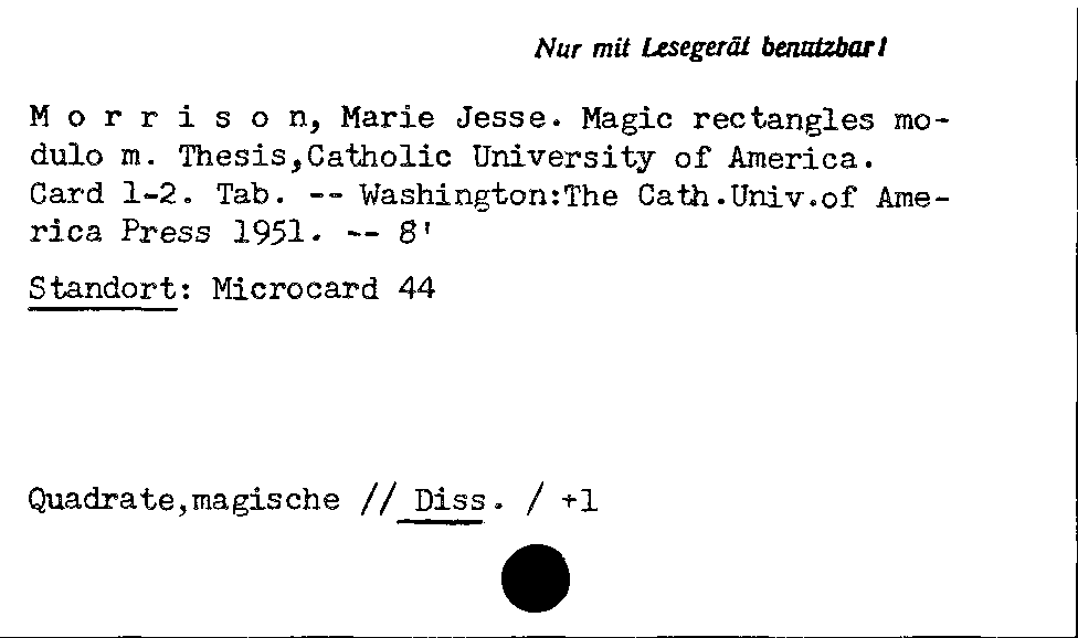 [Katalogkarte Dissertationenkatalog bis 1980]