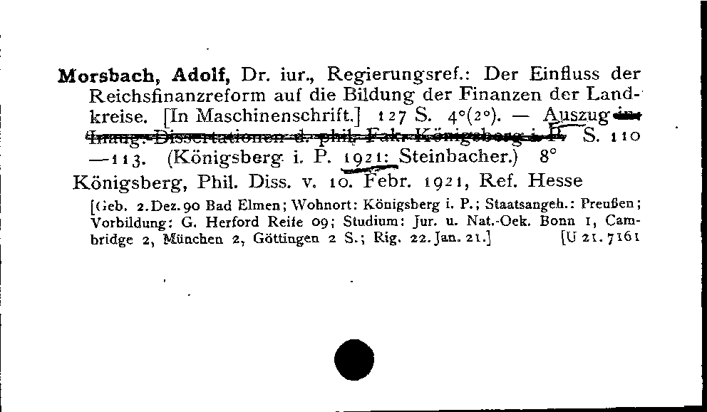 [Katalogkarte Dissertationenkatalog bis 1980]