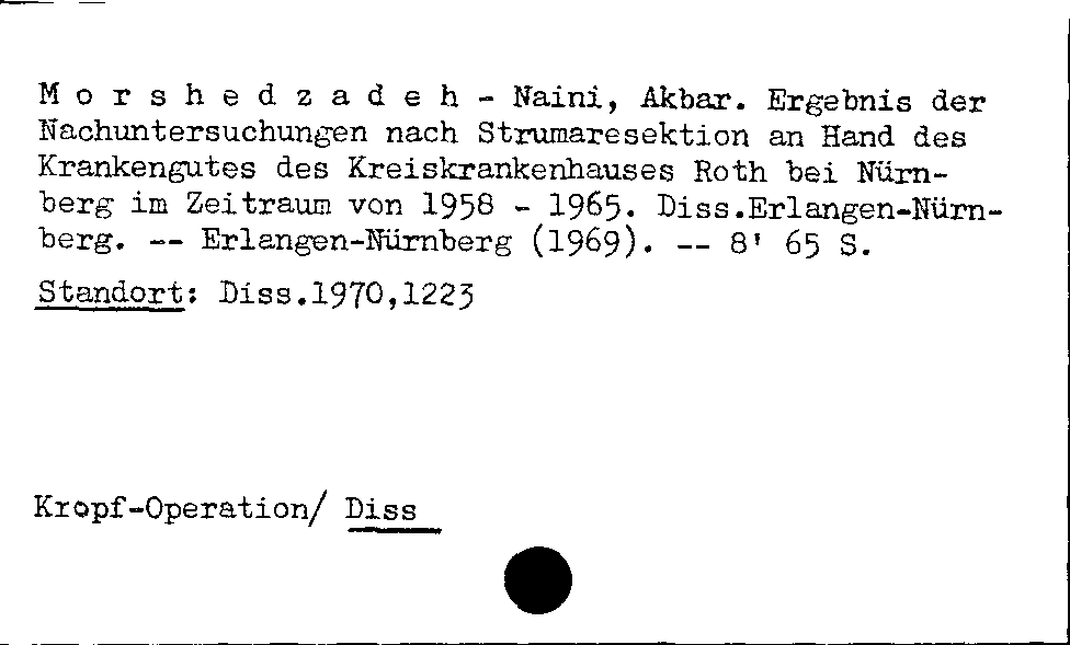 [Katalogkarte Dissertationenkatalog bis 1980]