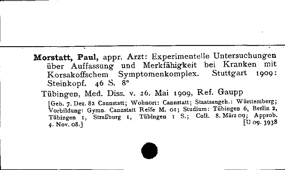 [Katalogkarte Dissertationenkatalog bis 1980]