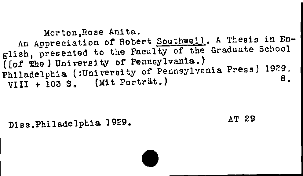 [Katalogkarte Dissertationenkatalog bis 1980]