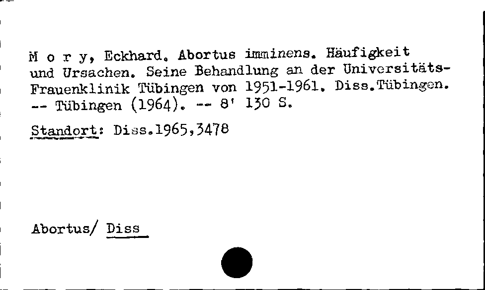 [Katalogkarte Dissertationenkatalog bis 1980]