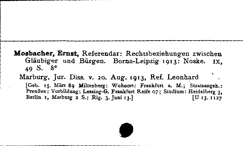 [Katalogkarte Dissertationenkatalog bis 1980]