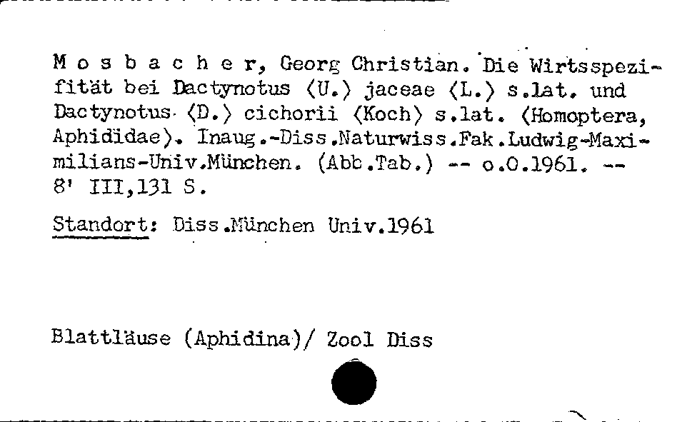 [Katalogkarte Dissertationenkatalog bis 1980]