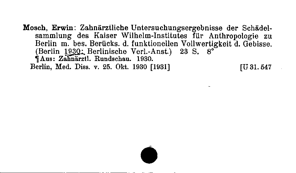 [Katalogkarte Dissertationenkatalog bis 1980]