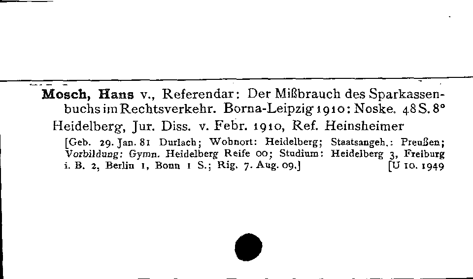 [Katalogkarte Dissertationenkatalog bis 1980]