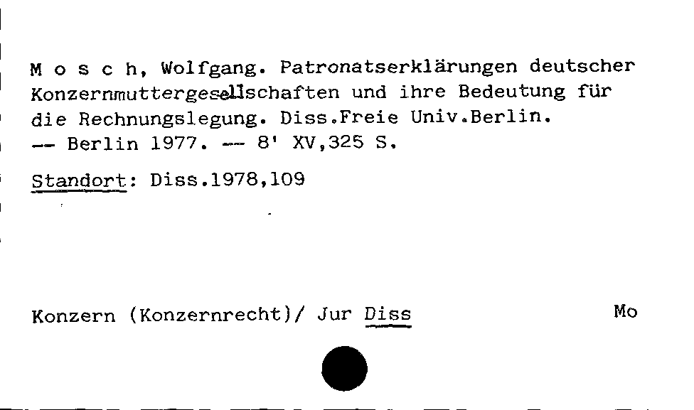 [Katalogkarte Dissertationenkatalog bis 1980]