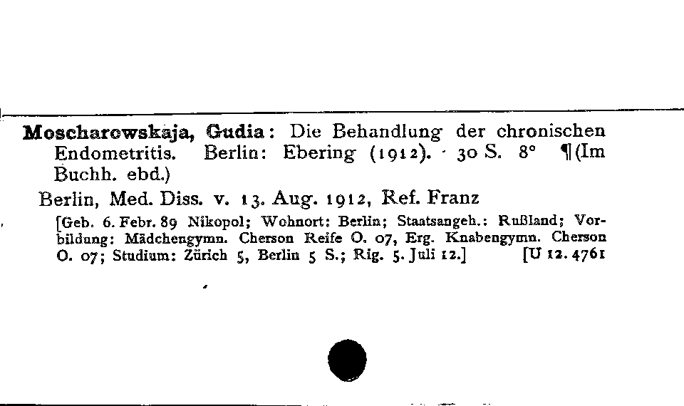 [Katalogkarte Dissertationenkatalog bis 1980]