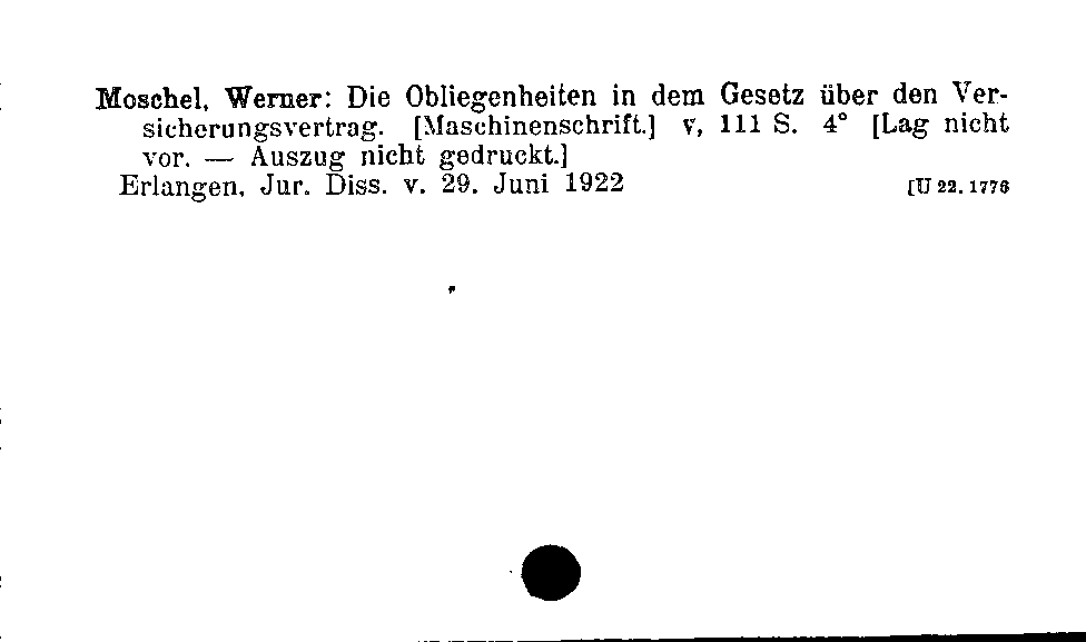 [Katalogkarte Dissertationenkatalog bis 1980]