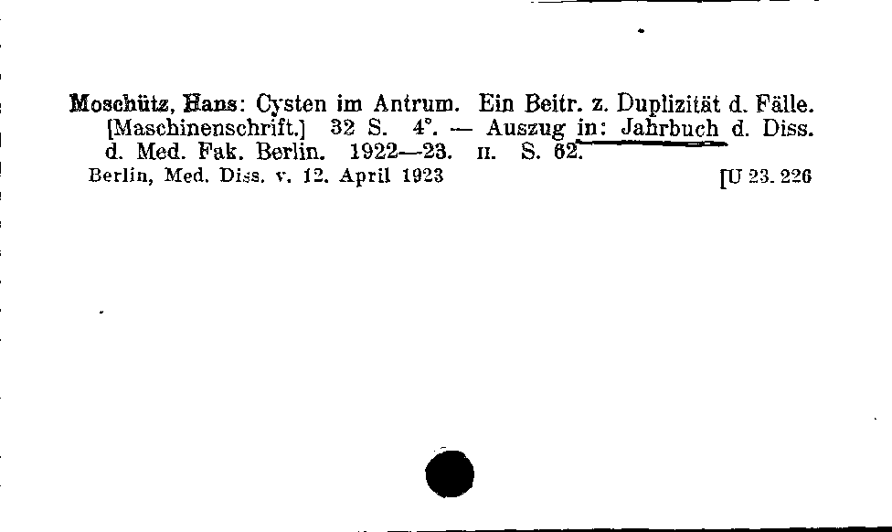 [Katalogkarte Dissertationenkatalog bis 1980]