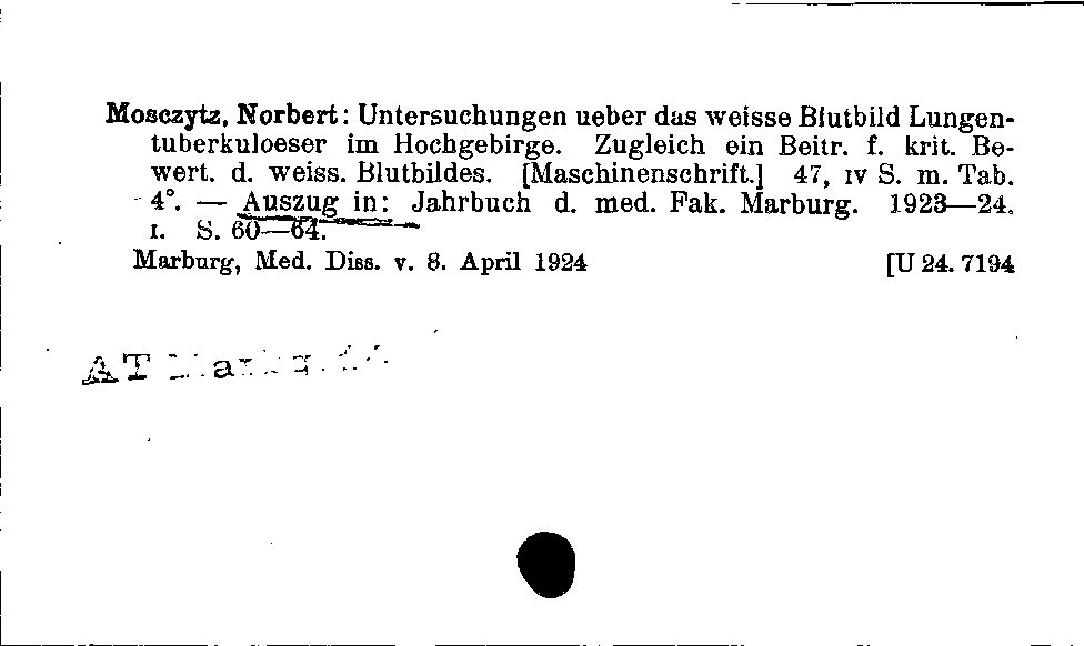 [Katalogkarte Dissertationenkatalog bis 1980]