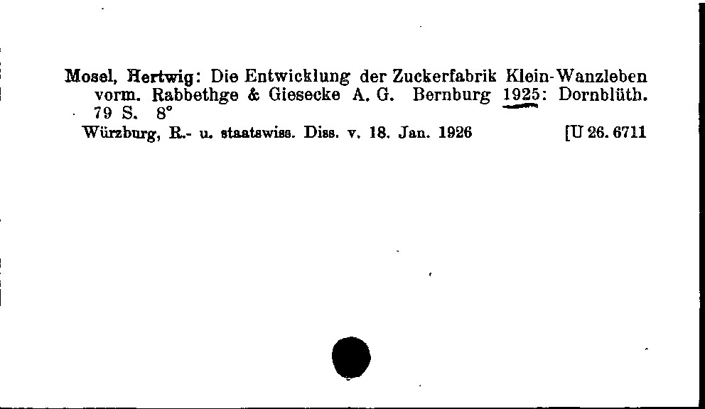 [Katalogkarte Dissertationenkatalog bis 1980]