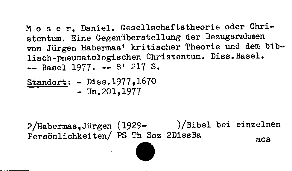 [Katalogkarte Dissertationenkatalog bis 1980]