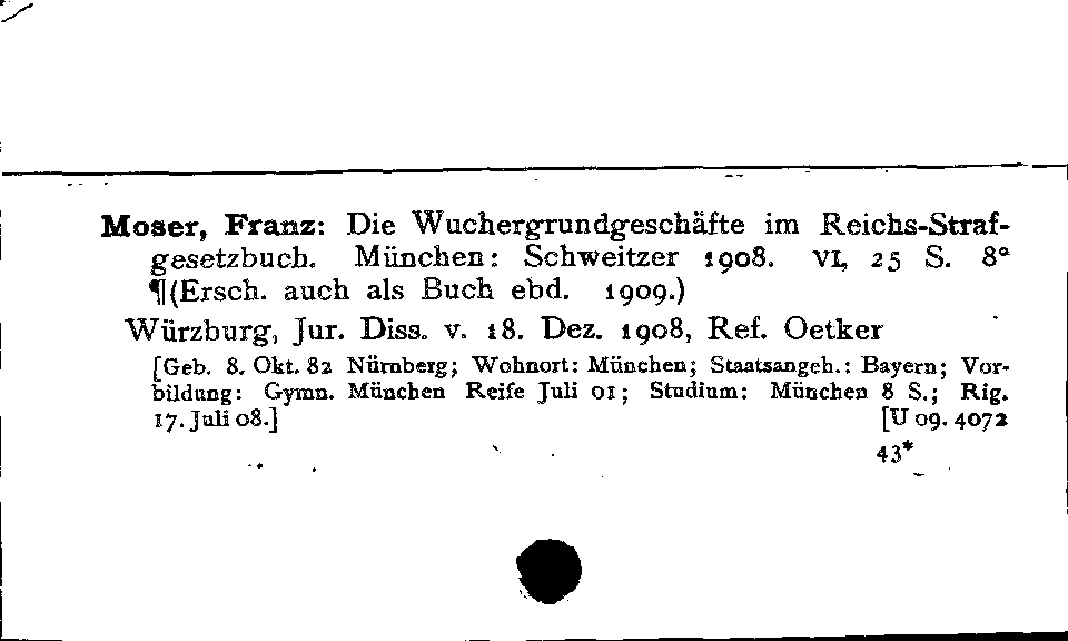 [Katalogkarte Dissertationenkatalog bis 1980]