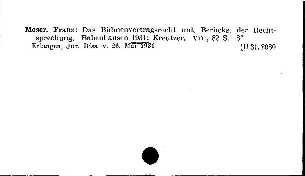 [Katalogkarte Dissertationenkatalog bis 1980]