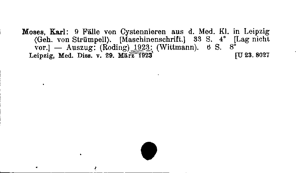 [Katalogkarte Dissertationenkatalog bis 1980]