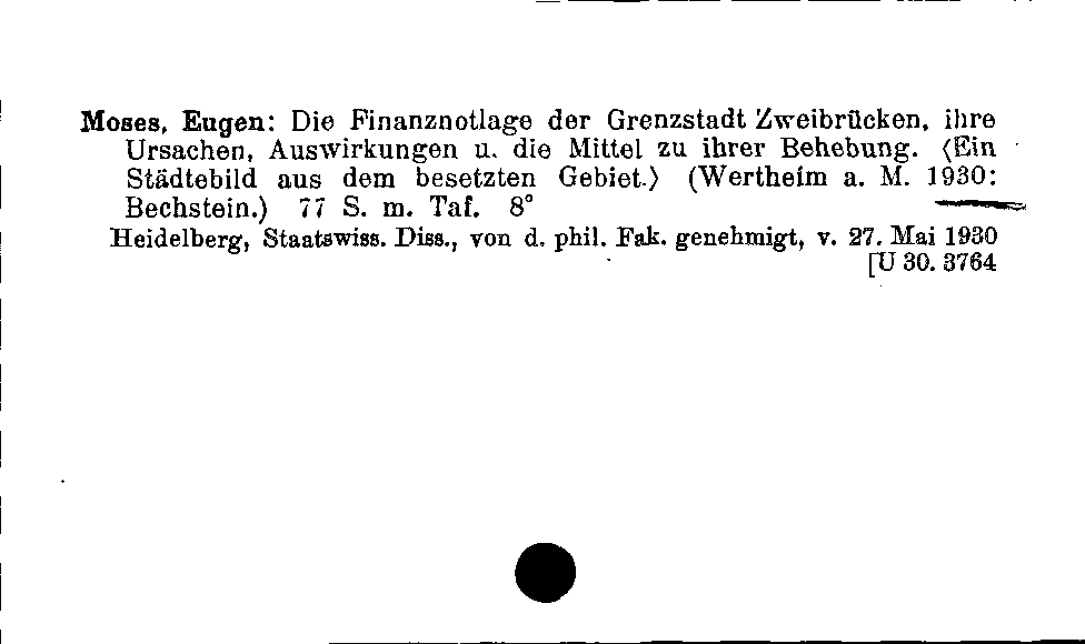 [Katalogkarte Dissertationenkatalog bis 1980]