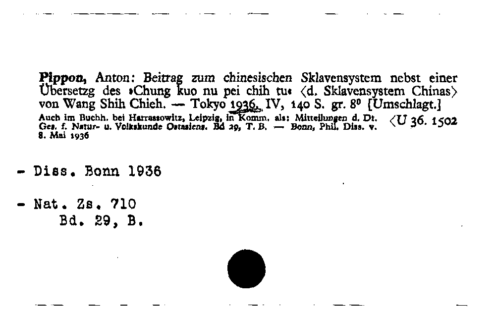 [Katalogkarte Dissertationenkatalog bis 1980]