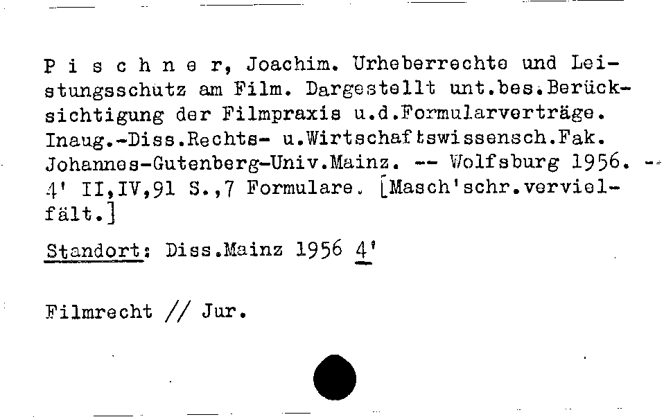 [Katalogkarte Dissertationenkatalog bis 1980]